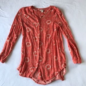 Lucky Brand Tangerine Patterned Blouse